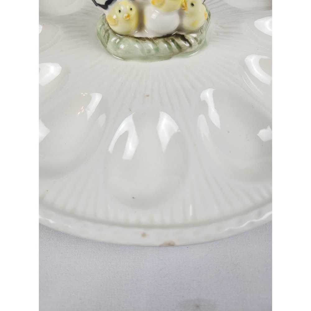 Vintage Weiss Hand Painted Brazil Hen Chicks Deviled Egg Platter Easter Decor - Picture 5 of 10